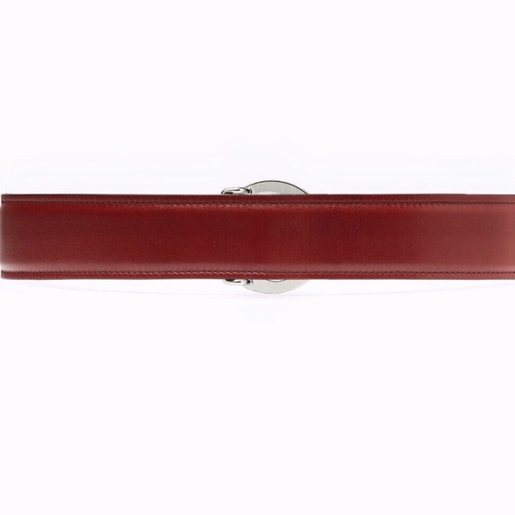 Gucci Red Leather Belt with Silver Buckle main image 8
